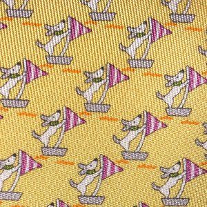Salvatore Ferragamo Yellow Tie - Dogs in sailboat